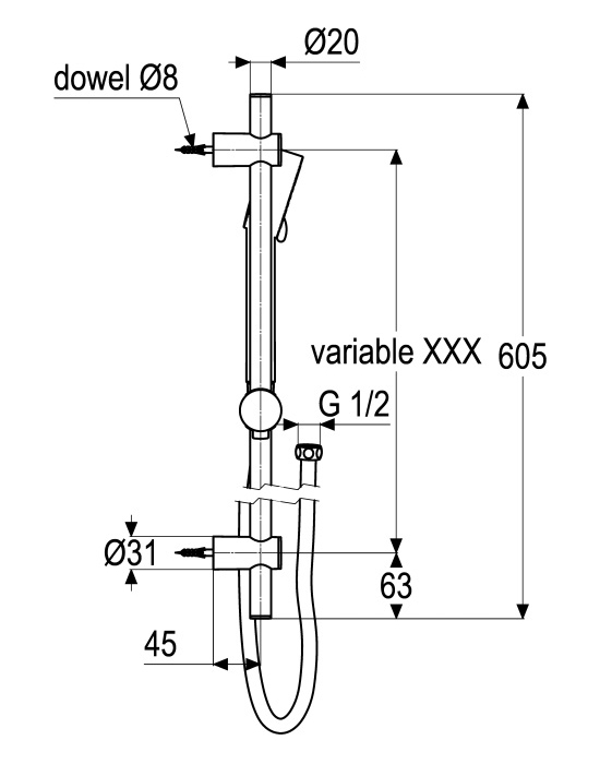 Shower rail set